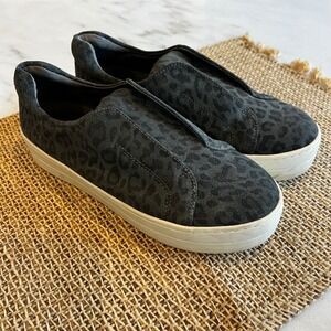 J/Slides NYC Women's Leopard Print‎ Suede Leather Slip On Sneakers 7.5